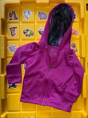 Nike Magenta Girls' Zip Hoodie with Starry Hood Lining
